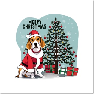 Beagle Dogs Christmas Tree Posters and Art